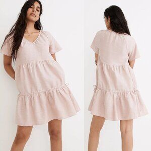 Madewell Dusty Blush Pink Linen-Blend Lorelei Mini Dress- 35291